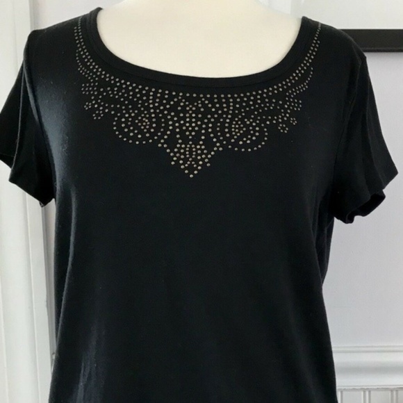 Chaps Black Short Sleeve w/Embellished top XL - Picture 1 of 4